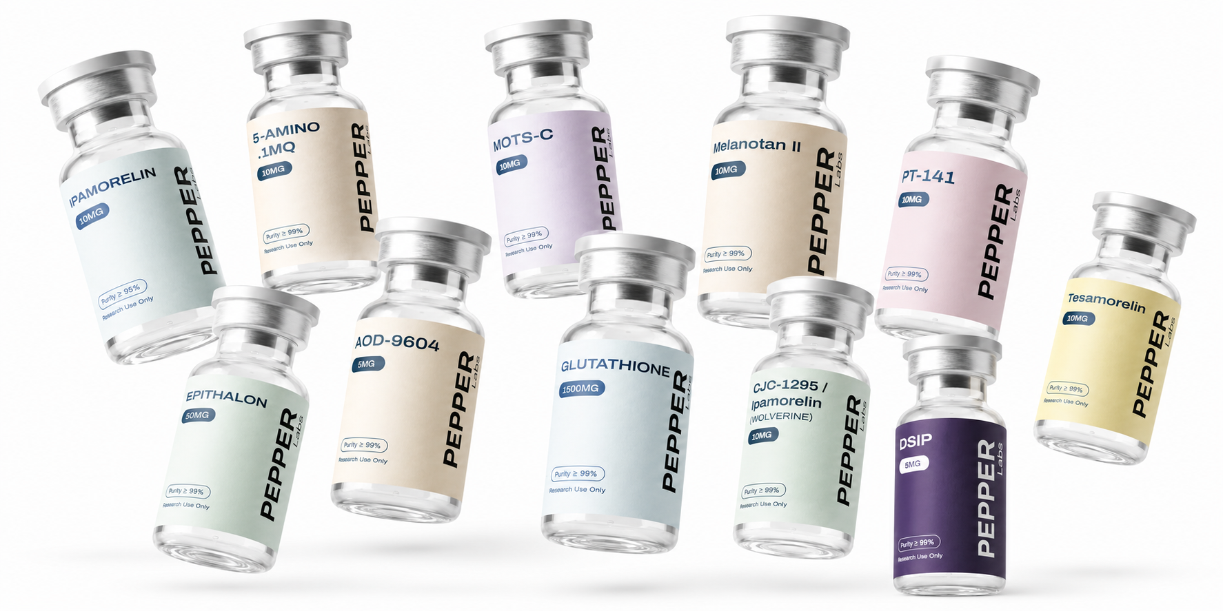 Pepper Labs research peptide vials